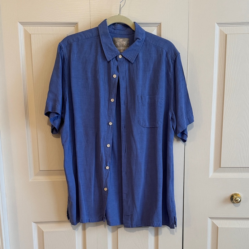 Margaritaville Men's Casual Blue Button Down Shirt